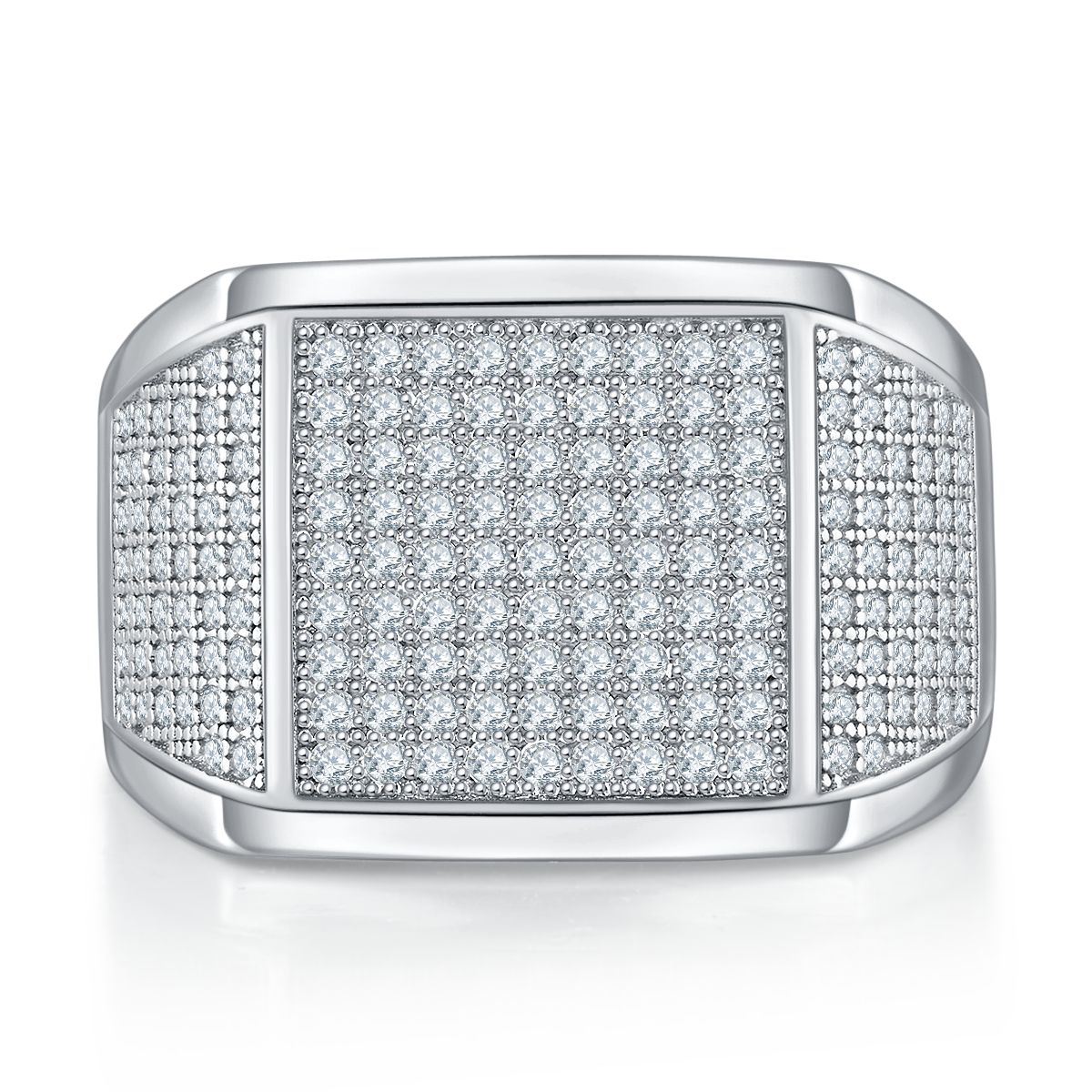 R3878 Luxury Set S925 Silver Plated Platinum Moissanite Diamond Men's Ring, Limestone D-Grade 1.0 Carat